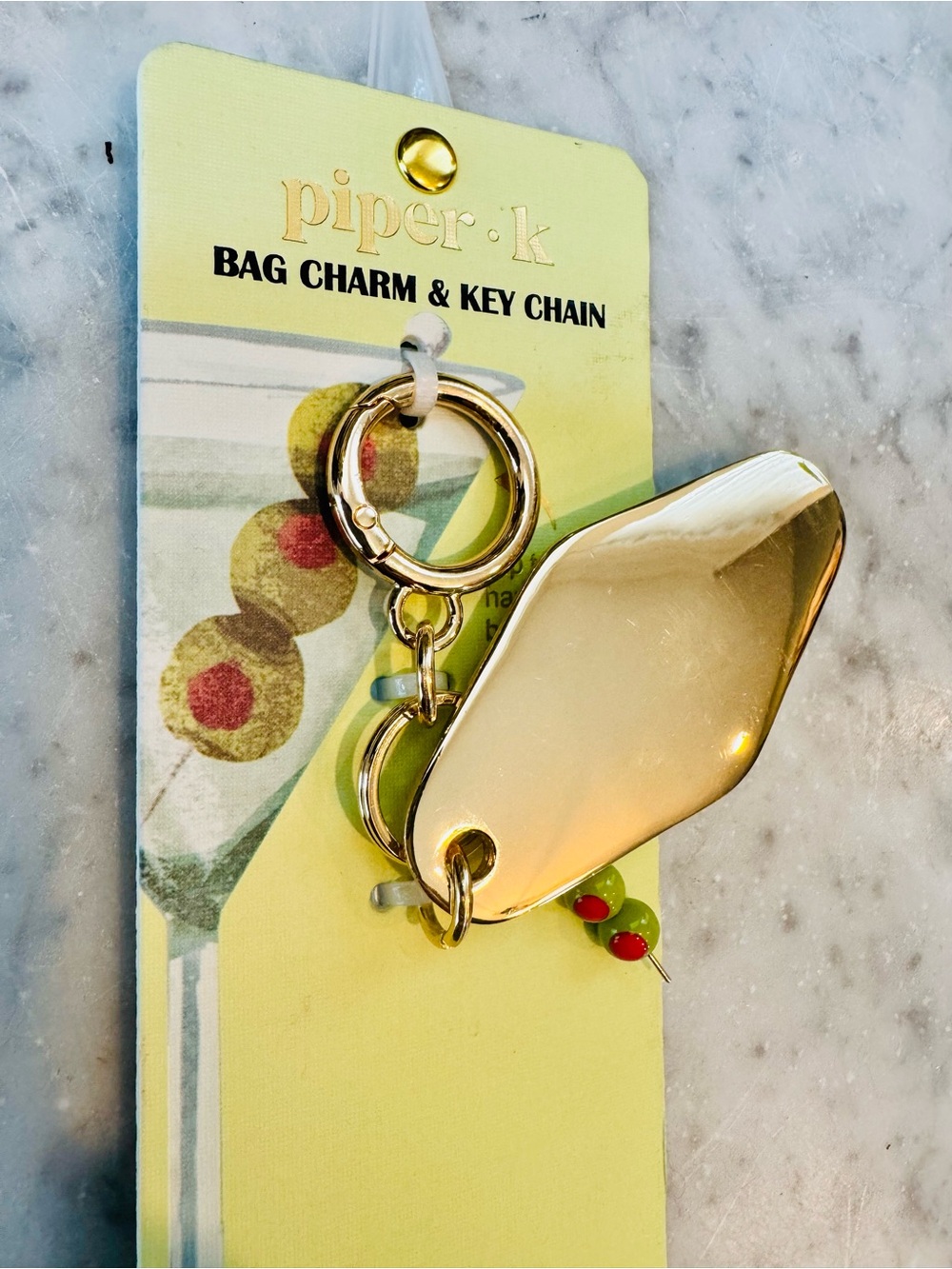 piper•k "Tini Time" Martini Bag Charm & Key Chain - Blue White - Picture 4 of 6